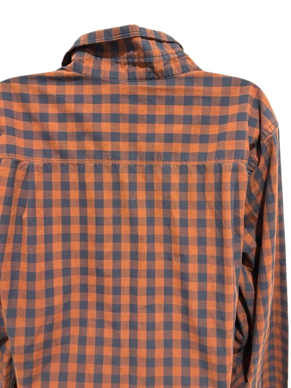 THE NORTH FACE Men’s Checkered Burnt Orange Blue Button Up Top Size Medium